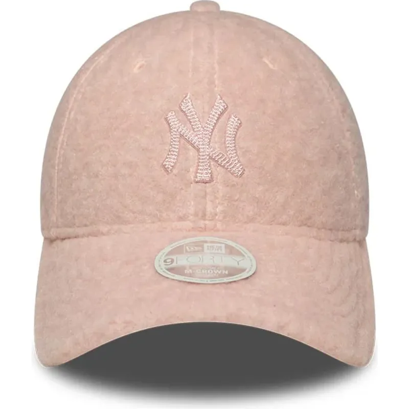 mutzen-gebogen-rosa-snapback-rosa-9forty-m-crown-winter-borg-der-new-york-yankees-mlb-von-new-era