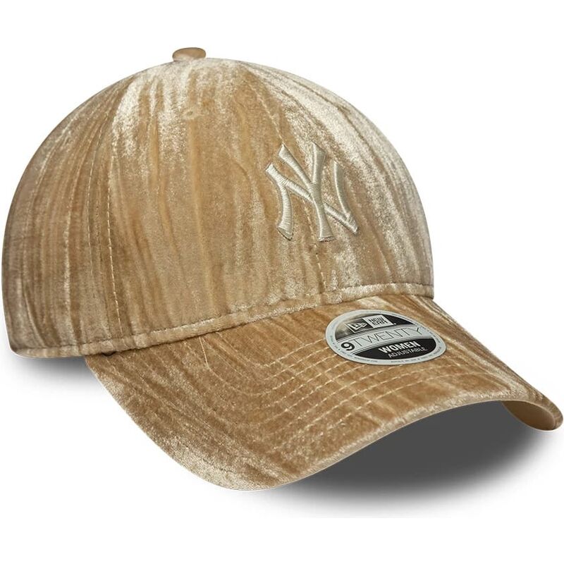 casquette-courbee-beige-ajustable-pour-femme-avec-logo-beige-9twenty-velour-new-york-yankees-mlb-new-era