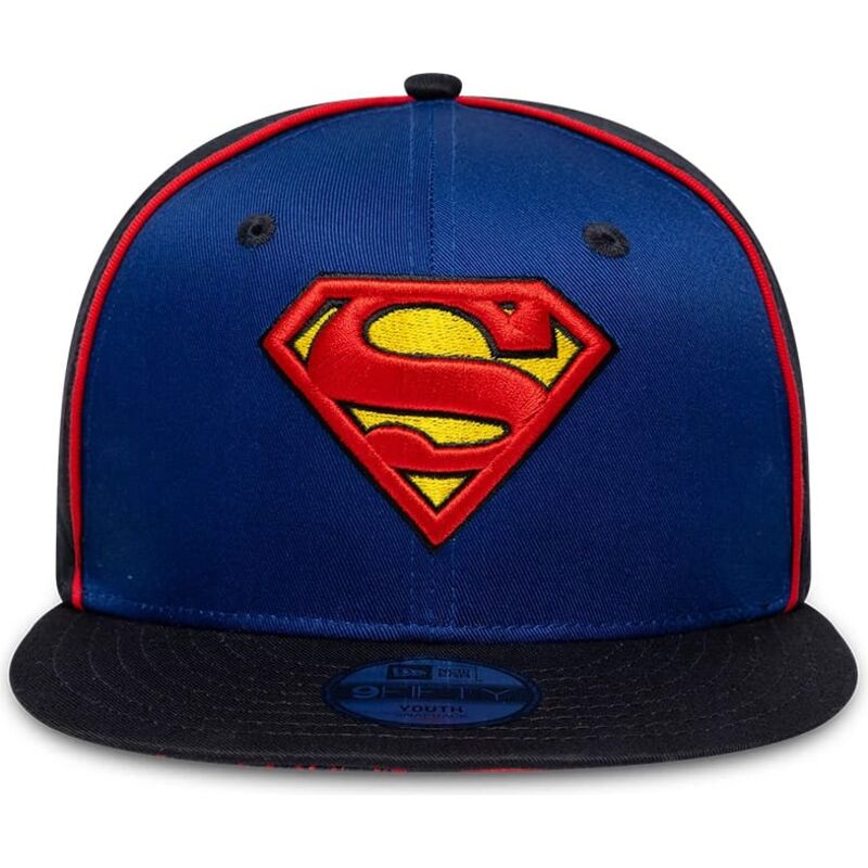 casquette-plate-bleue-snapback-pour-enfant-9fifty-piping-superman-dc-comics-new-era