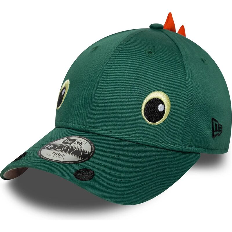 mutzen-gebogen-grun-snapback-fur-kinder-9forty-dino-face-von-new-era