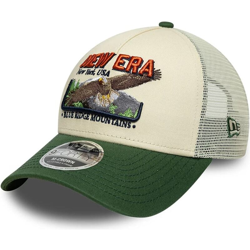 casquette-trucker-verte-et-beige-9forty-m-crown-a-frame-graphic-new-era casquette-trucker-verte-et-beige-9forty-m-crown-a-frame-graphic-new-era