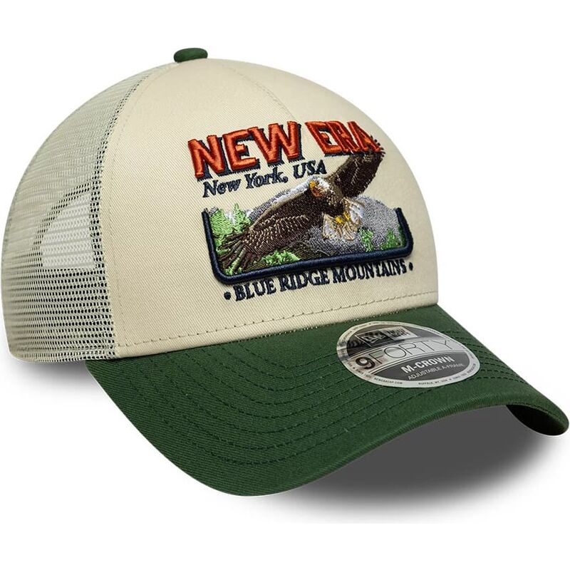 casquette-trucker-verte-et-beige-9forty-m-crown-a-frame-graphic-new-era casquette-trucker-verte-et-beige-9forty-m-crown-a-frame-graphic-new-era