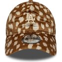 casquette-courbee-marron-ajustable-9twenty-animal-print-los-angeles-dodgers-mlb-new-era