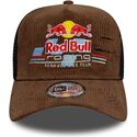 casquette-trucker-marron-et-noire-a-frame-distressed-cord-red-bull-racing-formula-1-new-era