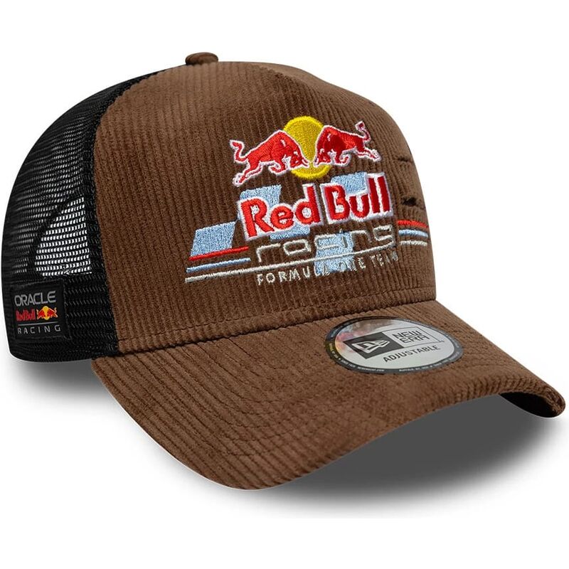 casquette-trucker-marron-et-noire-a-frame-distressed-cord-red-bull-racing-formula-1-new-era
