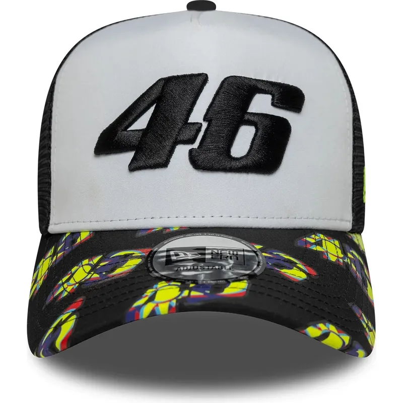 casquette-trucker-noire-et-blanche-e-frame-print-visor-valentino-rossi-vr46-motogp-new-era