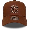 mutzen-gebogen-braun-snapback-e-frame-outline-der-new-york-yankees-mlb-von-new-era