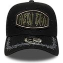 casquette-trucker-noire-e-frame-distressed-patch-new-era