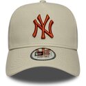 casquette-courbee-beige-snapback-avec-logo-marron-e-frame-league-essential-new-york-yankees-mlb-new-era