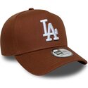 casquette-courbee-marron-snapback-e-frame-league-essential-los-angeles-dodgers-mlb-new-era