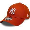 mutzen-gebogen-orange-snapback-9forty-m-crown-der-new-york-yankees-mlb-von-new-era