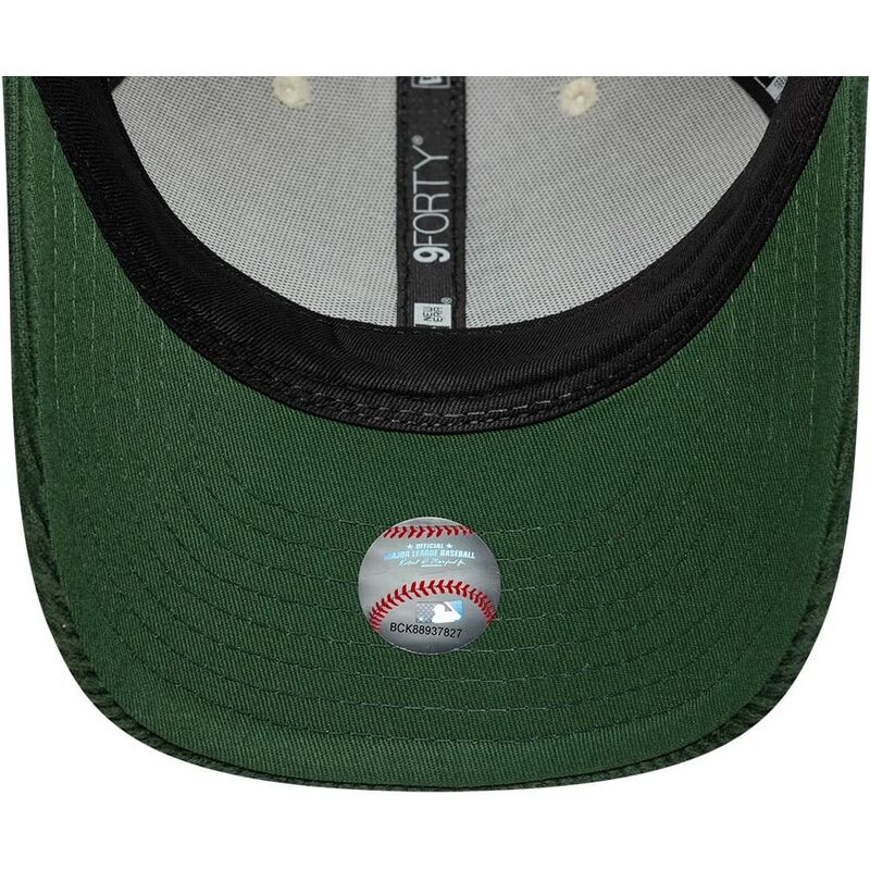 casquette-courbee-beige-et-verte-snapback-avec-logo-vert-9forty-m-crown-cord-los-angeles-dodgers-mlb-new-era