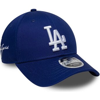 Mützen gebogen blau snapback 9FORTY M-Crown Side Script der Los Angeles Dodgers MLB von New Era