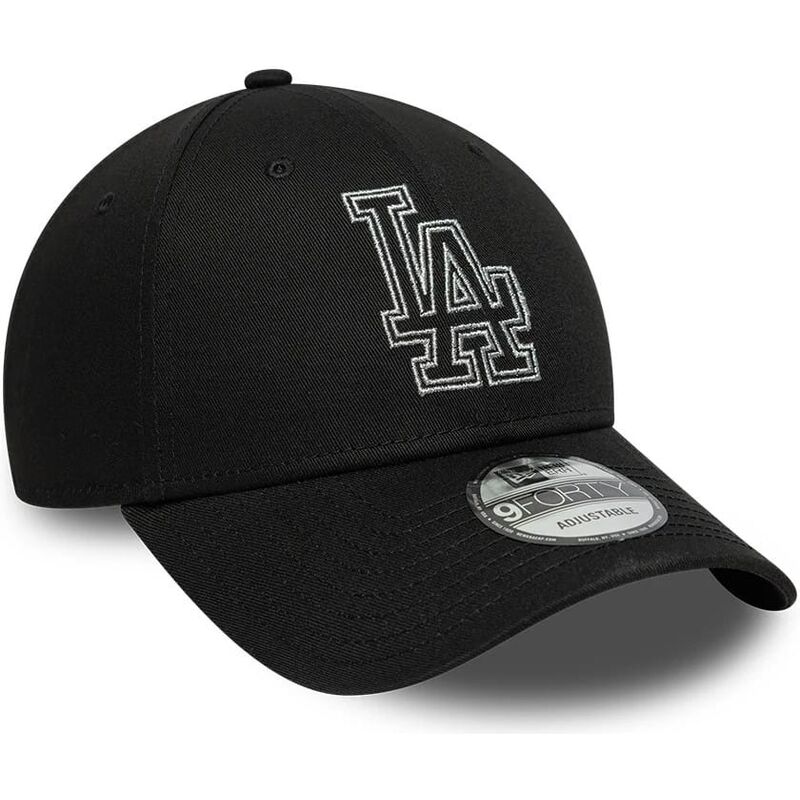 casquette-courbee-noire-ajustable-9forty-metallic-outline-los-angeles-dodgers-mlb-new-era