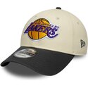 casquette-courbee-beige-et-noire-ajustable-9forty-colour-block-los-angeles-lakers-nba-new-era