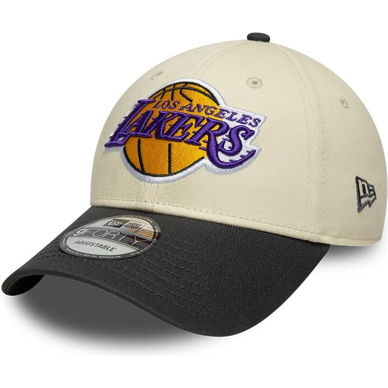casquette-courbee-beige-et-noire-ajustable-9forty-colour-block-los-angeles-lakers-nba-new-era
