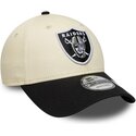 casquette-courbee-beige-et-noire-ajustable-9forty-colour-block-las-vegas-raiders-nfl-new-era