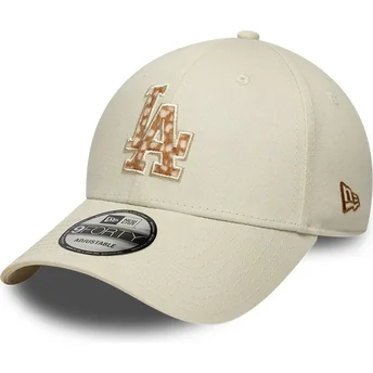 Casquette courbée beige ajustable avec logo marron 9FORTY Faux Pony Infill Los Angeles Dodgers MLB New Era