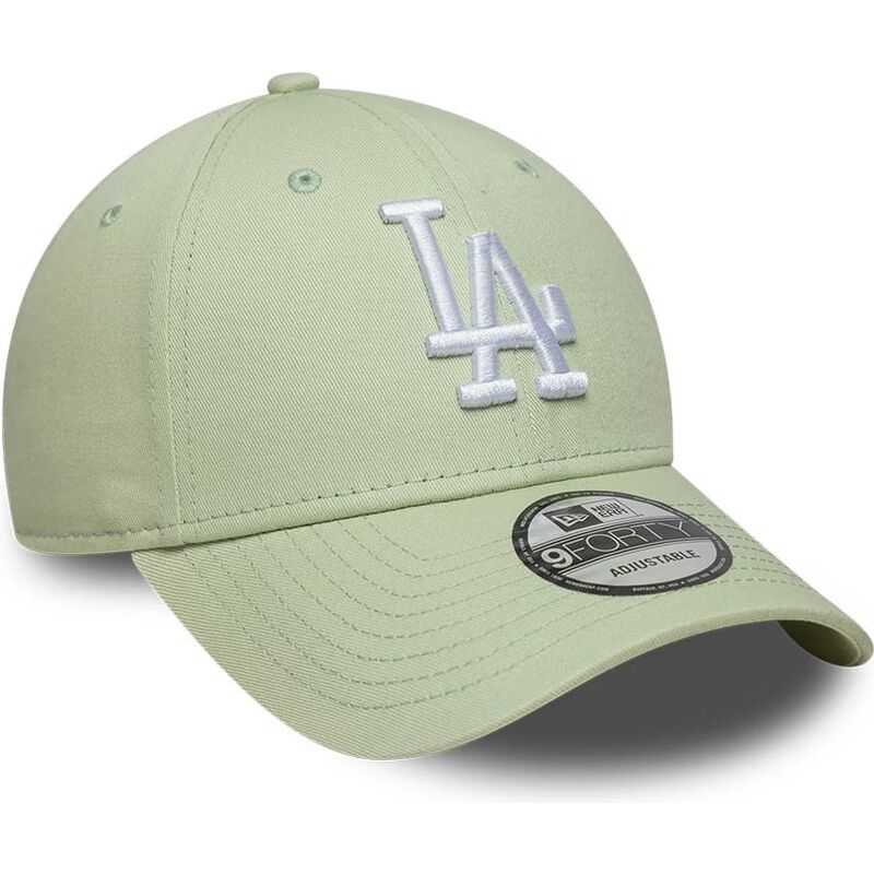 casquette-courbee-verte-claire-ajustable-9forty-league-ess-9forty-league-essential-los-angeles-dodgers-mlb-new-era