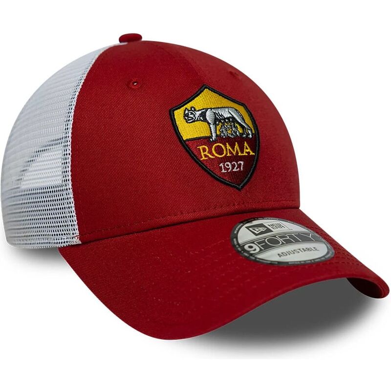 casquette-trucker-rouge-et-blanche-ajustable-9forty-league-associazione-sportiva-roma-serie-a-new-era