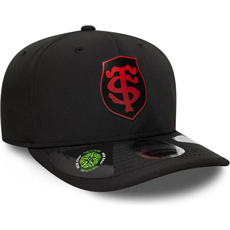 casquette-courbee-noire-snapback-avec-logo-rouge-9seventy-stretch-snap-gradient-stade-toulousain-top-14-new-era