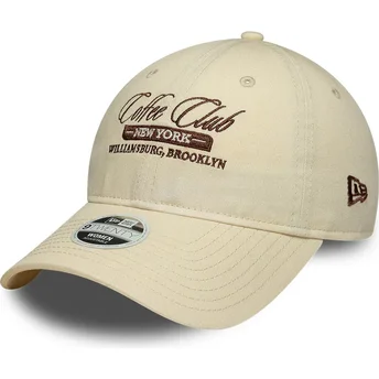 Casquette courbée beige ajustable pour femme 9TWENTY Coffee Club New Era