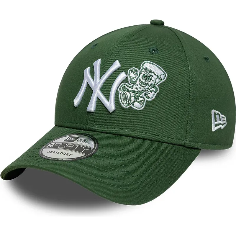 mutzen-gebogen-grun-verstellbares-band-9forty-food-icon-der-new-york-yankees-mlb-von-new-era