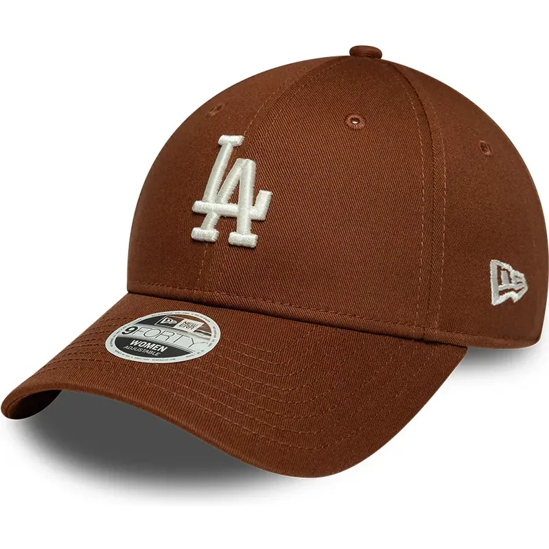 casquette-courbee-marron-ajustable-pour-femme-9forty-league-essential-midi-los-angeles-dodgers-mlb-new-era