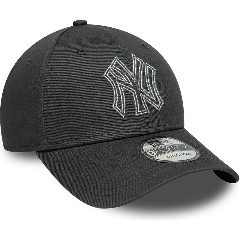 mutzen-gebogen-grau-verstellbares-band-9forty-metallic-outline-der-new-york-yankees-mlb-von-new-era
