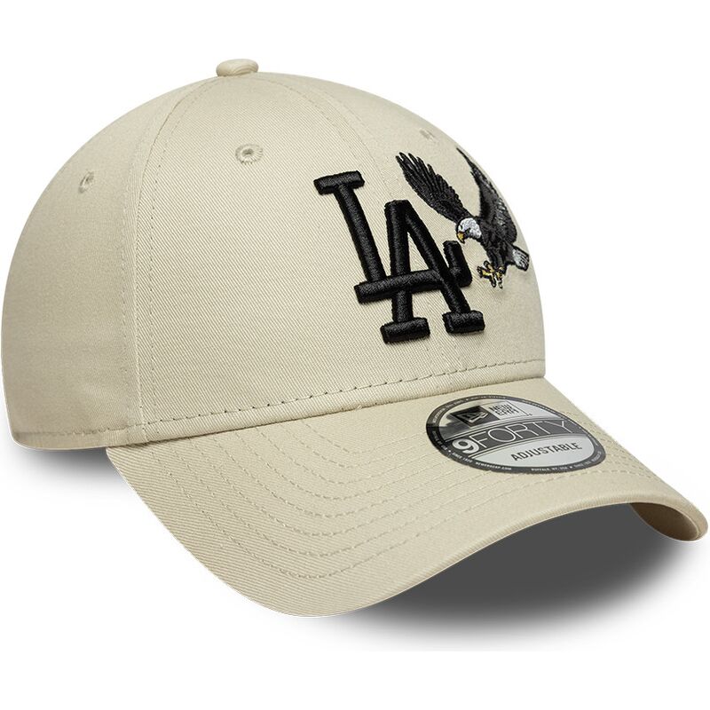 casquette-courbee-beige-ajustable-avec-logo-noir-9forty-outdoor-icon-los-angeles-dodgers-mlb-new-era