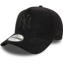 mutzen-gebogen-schwarz-snapback-e-frame-faux-suede-der-new-york-yankees-mlb-von-new-era
