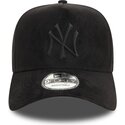 mutzen-gebogen-schwarz-snapback-e-frame-faux-suede-der-new-york-yankees-mlb-von-new-era