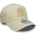 mutzen-gebogen-beige-snapback-dorado-e-frame-metallic-outline-der-new-york-yankees-mlb-von-new-era