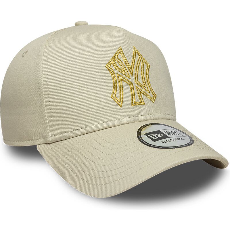 casquette-courbee-beige-snapback-avec-logo-dore-e-frame-metallic-outline-new-york-yankees-mlb-new-era casquette-courbee-beige-snapback-avec-logo-dore-e-frame-metallic-outline-new-york-yankees-mlb-new-era
