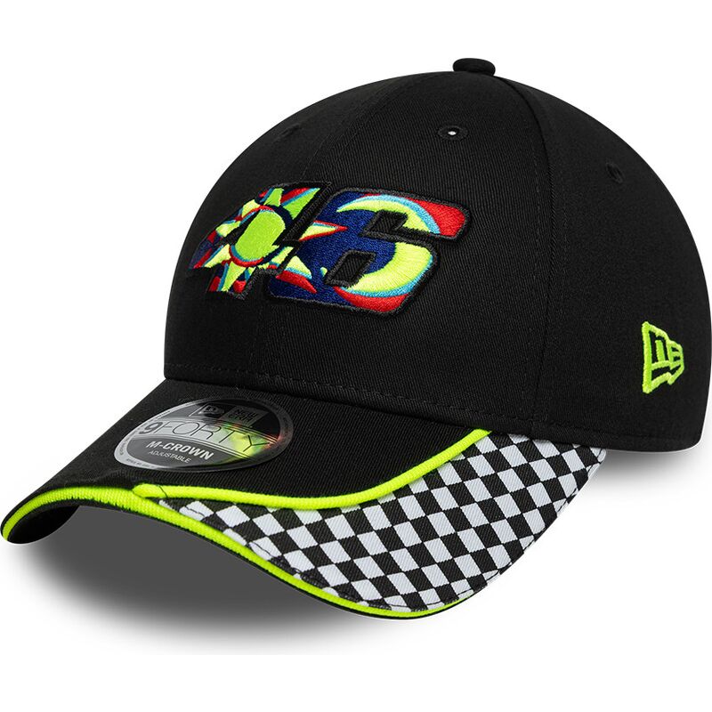mutzen-gebogen-schwarz-verstellbares-band-9forty-m-crown-check-der-valentino-rossi-vr46-motogp-von-new-era