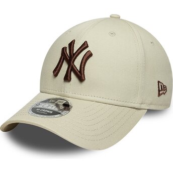 Casquette courbée beige snapback avec logo marron 9FORTY M-Crown New York Yankees MLB New Era