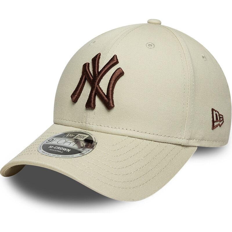 casquette-courbee-beige-snapback-avec-logo-marron-9forty-m-crown-new-york-yankees-mlb-new-era