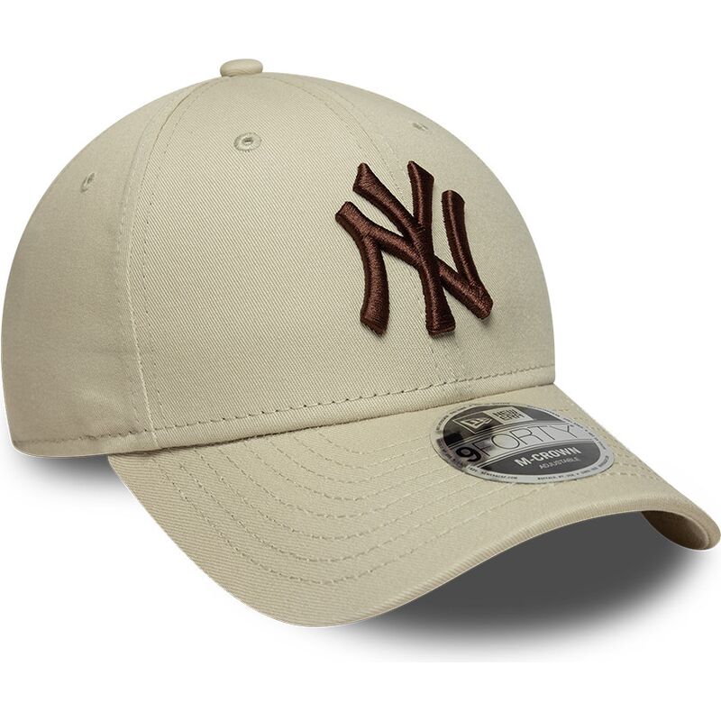 casquette-courbee-beige-snapback-avec-logo-marron-9forty-m-crown-new-york-yankees-mlb-new-era