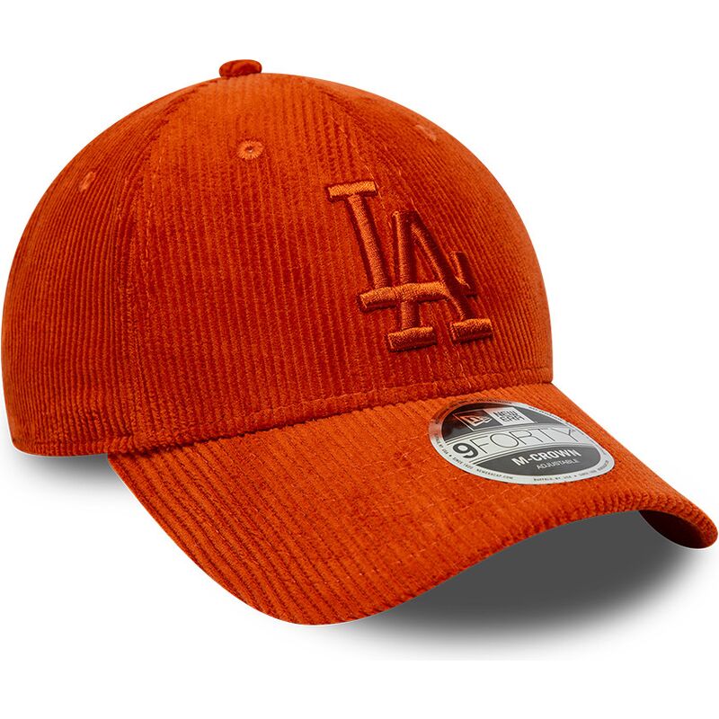 casquette-courbee-orange-ajustable-avec-logo-orange-9forty-m-crown-cord-los-angeles-dodgers-mlb-new-era