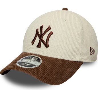 Casquette courbée marron et beige ajustable avec logo marron 9FORTY M-Crown Cord New York Yankees MLB New Era