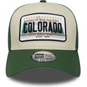 casquette-trucker-verte-et-beige-a-frame-license-plate-colorado-new-era