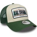 casquette-trucker-verte-et-beige-a-frame-license-plate-colorado-new-era