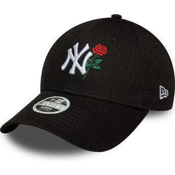 Casquette courbée noire ajustable pour femme 9FORTY Flower Icon New York Yankees MLB New Era