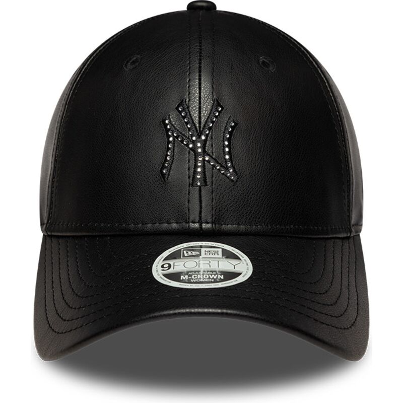 casquette-courbee-noire-snapback-pour-femme-avec-logo-noir-9forty-m-crown-pu-diamante-new-york-yankees-mlb-new-era