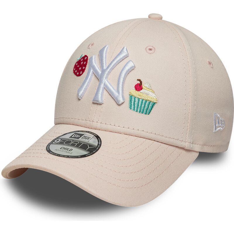 mutzen-gebogen-rosa-verstellbares-band-fur-kinder-9forty-food-icon-cupcake-der-new-york-yankees-mlb-von-new-era