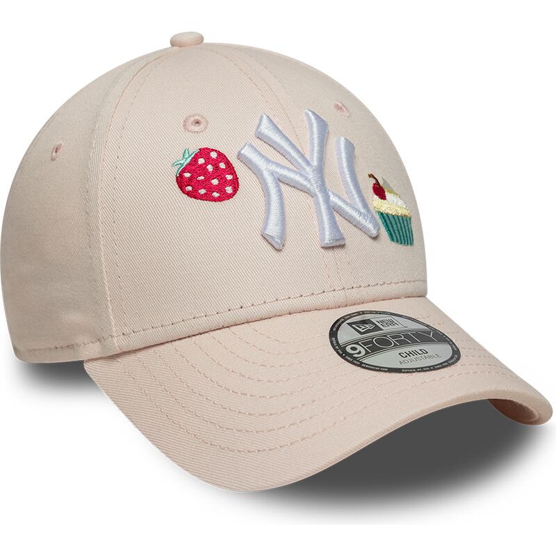mutzen-gebogen-rosa-verstellbares-band-fur-kinder-9forty-food-icon-cupcake-der-new-york-yankees-mlb-von-new-era