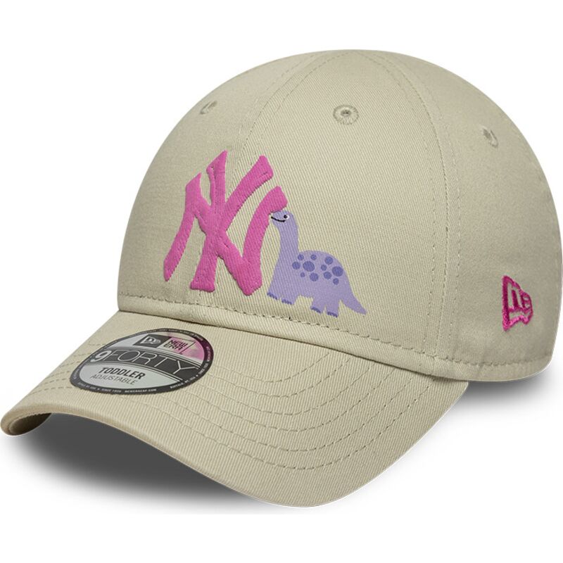 mutzen-gebogen-beige-verstellbares-band-fur-kinder-rosa-9forty-dino-icon-der-new-york-yankees-mlb-von-new-era
