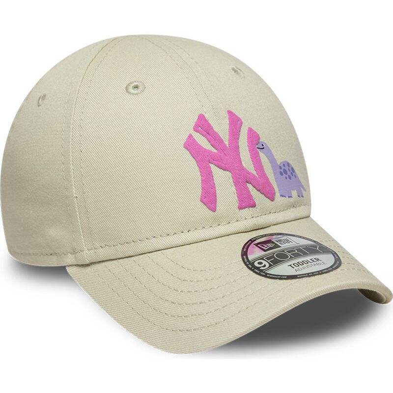 mutzen-gebogen-beige-verstellbares-band-fur-kinder-rosa-9forty-dino-icon-der-new-york-yankees-mlb-von-new-era