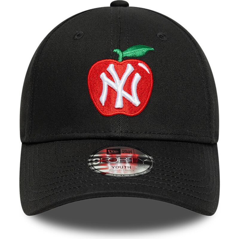 mutzen-gebogen-schwarz-verstellbares-band-fur-kinder-9forty-fruit-icon-apple-der-new-york-yankees-mlb-von-new-era