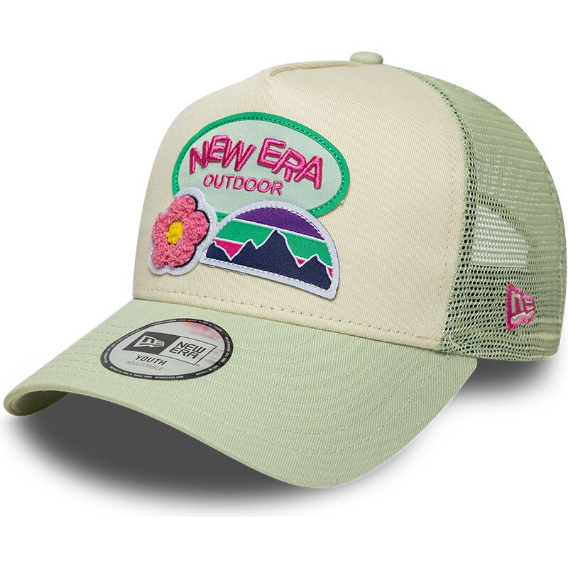 mutzen-gebogen-grun-snapback-fur-kinder-a-frame-outdoor-von-new-era